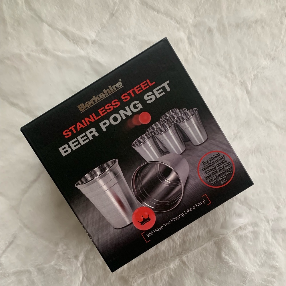 Stainless steel beer pong set